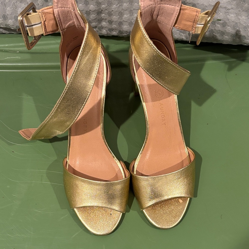 Chinese Laundry Gold Strappy Heels